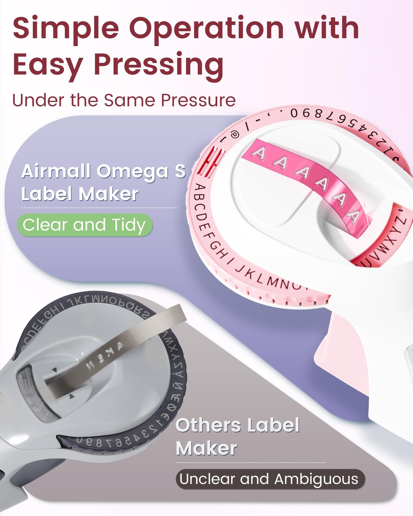 Airmall Omega S Embossing Label Maker Machine, Handheld 3D Vintage Embossed Label Printer, Cute Manual Portable Labeler Gift for Kid Teacher in Home School Kitchen and DIY PK
