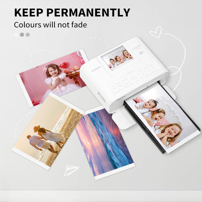 Compatible with Canon Selphy CP1500 CP1200 CP1000 CP910 CP1300 Ink and Paper, KP-108IN KP108 6 Color Ink Cartridges and 216 Photo Paper Sheets (4'' x 6'' Glossy Paper) for Selphy CP Photo Printers